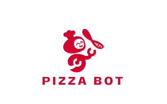 Pizza Bot Logo Design Template