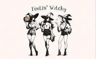 Retro Witch PNG, Halloween Design, Spooky Season PNG, Horror Movie Vintage png, Instant Download,