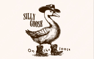 Silly Goose on the Loose PNG, Funny Goose, Cowboy Goose png, Cute Animal PNG, Sarcastic png,