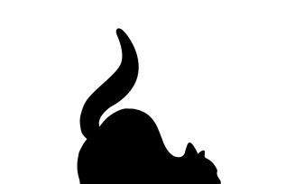 Black silhouette of a kitten. Cat silhouette