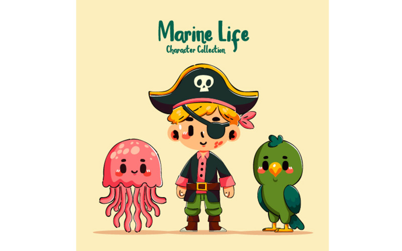 Hand Drawn Sea Characters Collection Illustration