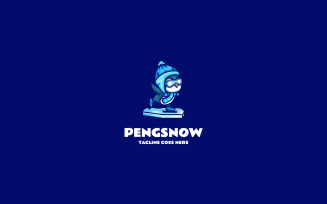 Penguin Snow Mascot Cartoon Logo