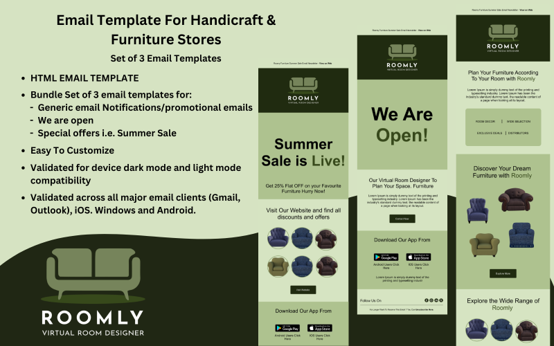 Roomly HTML Email Template – Perfect For Handicraft Business and Furniture Stores Newsletter Template