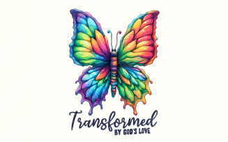 Transformed By Gods Love PNG, Butterfly PNG, Christian png, Instant Download, Watercolor,