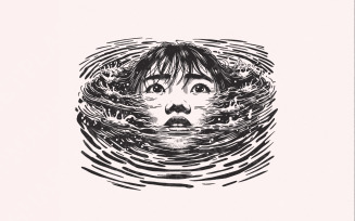 Trippy Girl PNG, Drowning Art File, Horror Movie PNG, Horror Characters, Halloween PNG, Trippy Girl