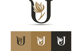 A logo design featuring the letters U