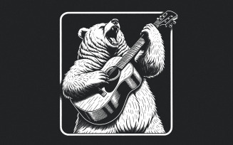 Bear with Guitar Png, Guitarist Bear png, Bear Playing Guitar, bear png, sublimation, instant