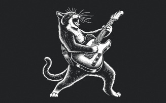 Funny Cat Playing Guitar PNG Digital Download, Sublimation, Instant Download, Tshirt Design, Clip