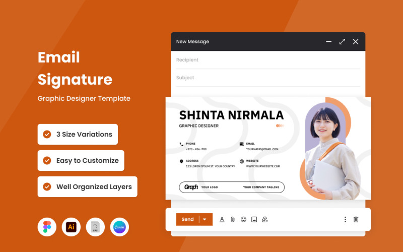Graphic Designer - Email Signature Template V1 UI Element