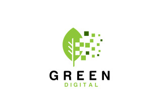 Green Digital Logo Design Template