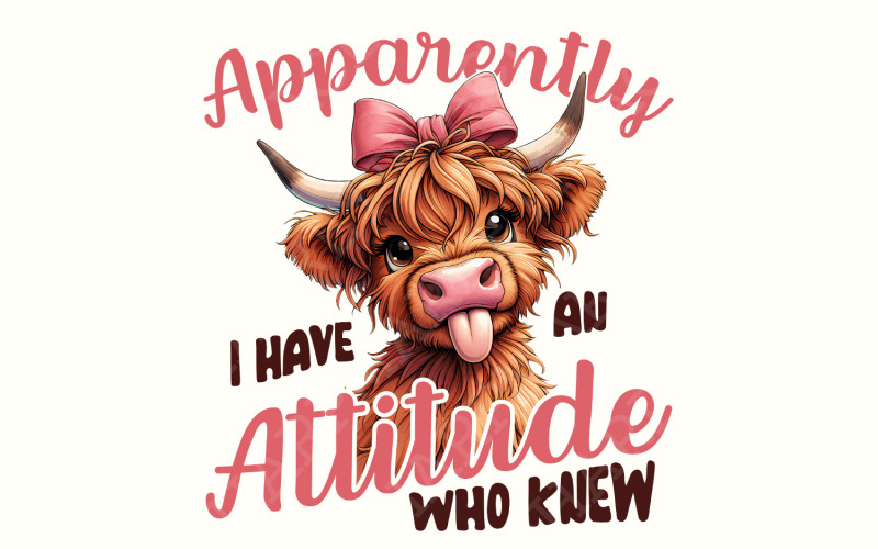 Highland Cow Png Sublimation Printable, Funny Cows Png, Dtf Designs, Scottish Cow Png, Retro Trendy Illustration