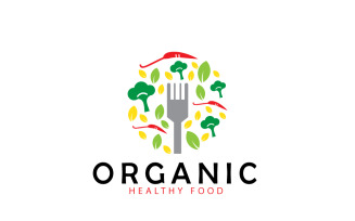 Organic Healthy Food Logo Design Template