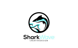 Shark Wave Logo Design Template