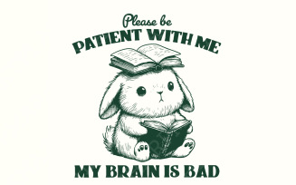 Bad Brain PNG, Retro Mental Health Design, Sublimation Mug, Inspirational Funny, Bunny PNG,