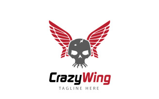 Crazy Wing & Skull Wing Logo Design Template