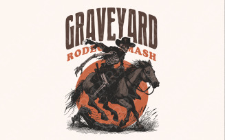 Graveyard Rodeo PNG, Halloween Design PNG, Retro Halloween png, Halloween Shirt, Western Halloween,