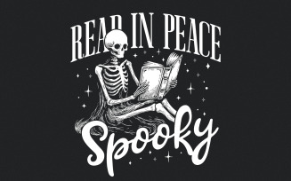 Read In Peace PNG, Instant Download, Halloween PNG, Spooky Season, Book Lover png, Skeleton Book