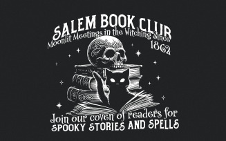 Salem Book Club PNG, Spooky Season, Retro Halloween Tee, Bookish Halloween, Sublimation Design,