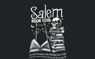 Salem Book Club PNG, Spooky Season Retro Halloween Tee, Bookish Halloween, Sublimation Design,