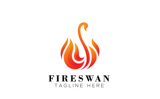 Fire Swan Logo Design Template