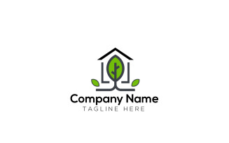 Organic Green House Logo Design Template