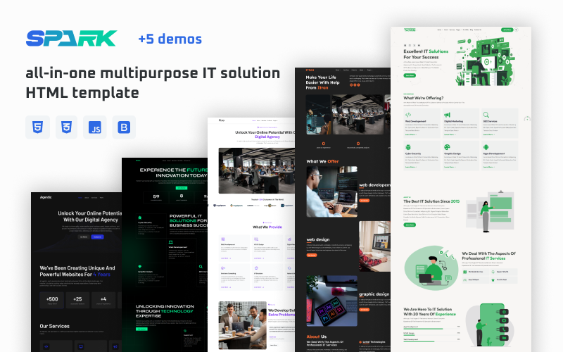 Spark - IT solutions & business services multipurpose all-in-one HTML5 template Website Template