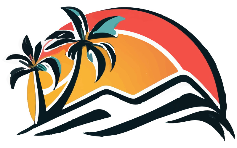 A beach silhouette vector art illustration Illustration