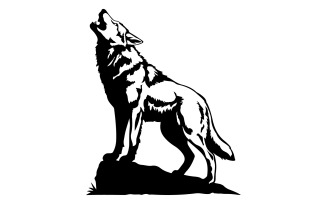 A vector art silhouette of a wolf