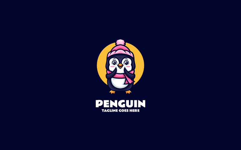 Cute Penguin Mascot Cartoon Logo 2 Logo Template