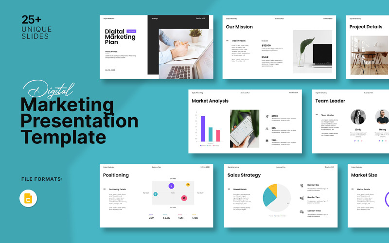 Digital Marketing Plan Google Slide Template Layout