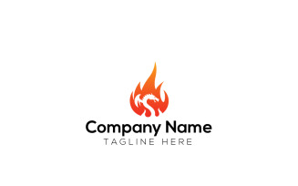 Dragon Flame Logo Design Template 2