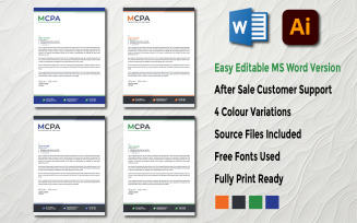 4 Colors Editable MS Word Letterhead