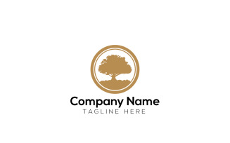 Oak Tree & Green Tree Logo Design Template 3