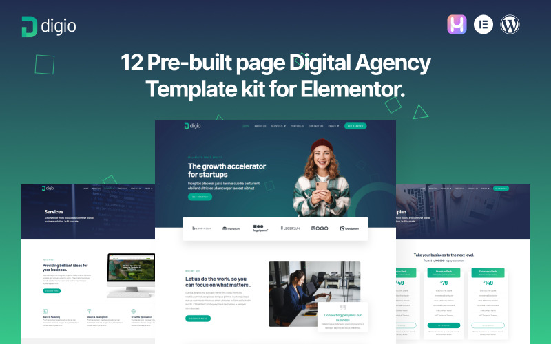 Digio - Premium Digital Agency Elementor Template kit Elementor Kit