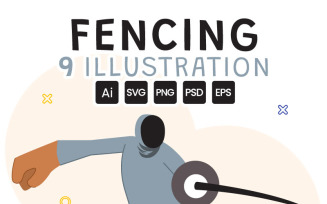 9 Fencing Player Sport Illustration