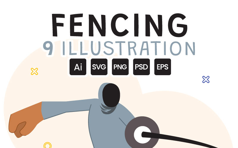 9 Fencing Player Sport Illustration