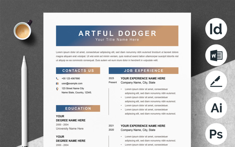 Modern Stylish Resume with Clean Design Resume Template