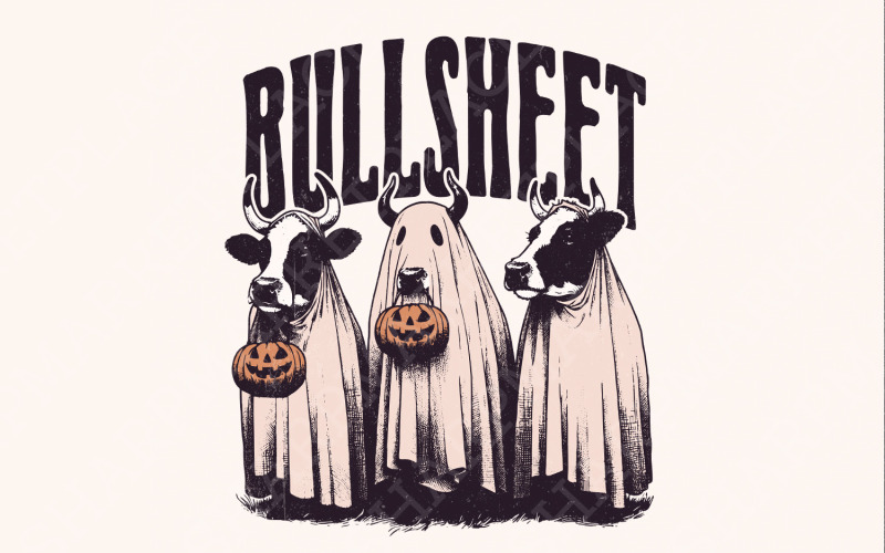 Bullsheet Png, Halloween Png, Cow Png, Ghost Cow Png, Spooky Png, Sublimation Designs, Funny Illustration
