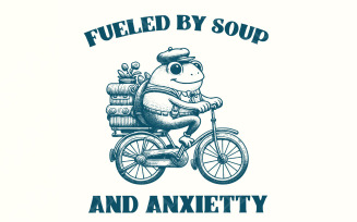 Fueled by Soup and Anxiety PNG, Anxiety png, Self Love PNG, Introvert png, Retro Sarcastic Quote,