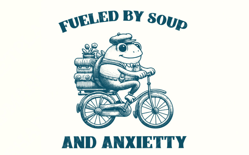 Fueled by Soup and Anxiety PNG, Anxiety png, Self Love PNG, Introvert png, Retro Sarcastic Quote, Illustration