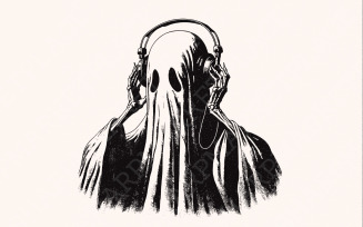 Ghost Listening Music PNG, Ghosts png, Halloween Ghost Png, Halloween PNG, Cute Ghost Png, Spooky