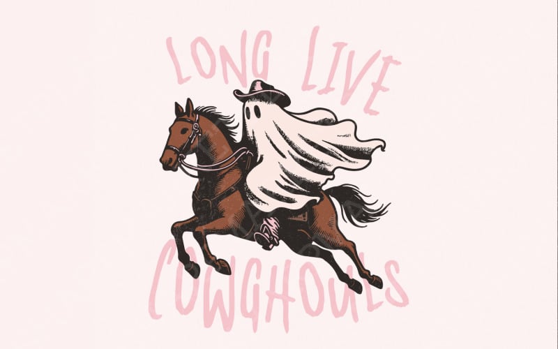 Long Live Cowghouls Halloween PNG Digital Download, Western Halloween, Retro PNG, Spooky PNG, Illustration