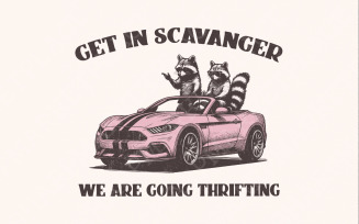 Raccoon PNG Thrifting Design, Funny Quote Retro Vintage Digital File, Trendy Raccoon png, Trash