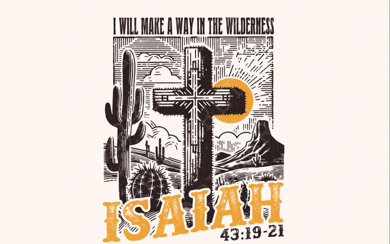 Retro Christian Sublimation PNG, Bible Verse Digital Download, Wilderness Boho Faith png, Positive Illustration