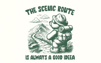 The Scenic Route is Always a Good Ideea PNG, Trendy PNG, Hiking Shirt Design, Outdoorsy PNG, Nature