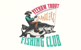 Trendy Western Fishing Club PNG, Digital Download, Funny Fishing, Cowboy Fishing PNG, Cowboy png,