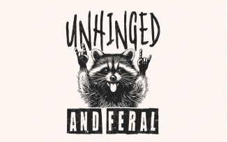 Unhinged And Feral Png, Funny Raccoon Png, Rock'n Feral Racoon, Vintage Feral Mom, Funny Sarcastic