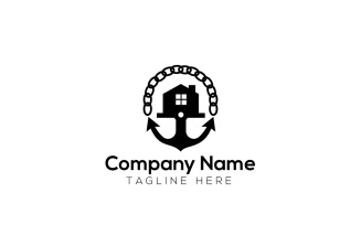 Anchor Navy House Logo Design Template