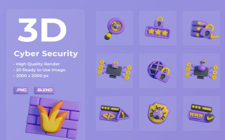 3D Cyber Security Icon Set