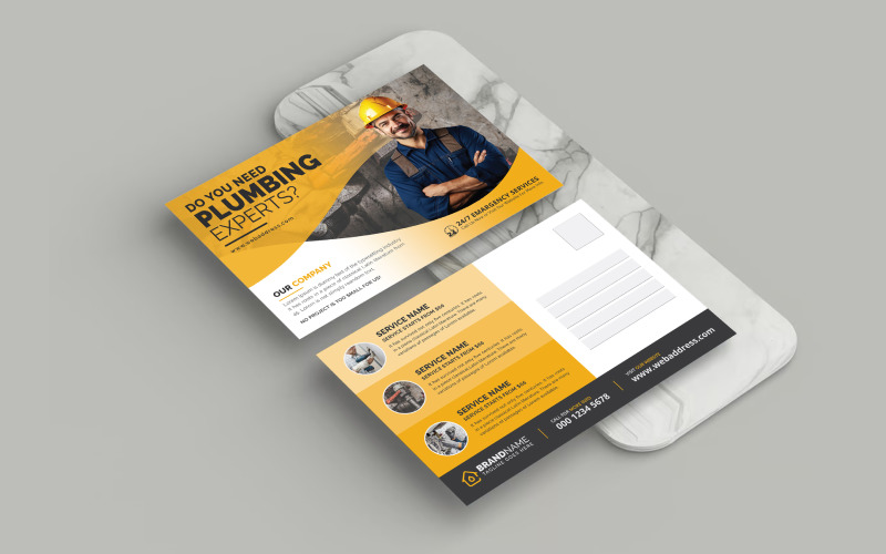 Plumbing Service Postcard Template Clean Design for EDDM Direct Mail Marketing or Business Promotion Corporate Identity